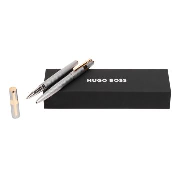 HUGO BOSS Set Gear Pinstripe Silver / Gold (kugelschreiber & tintenroller)
