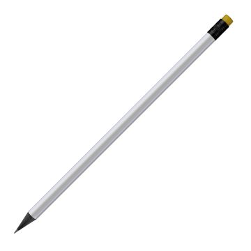 Designbleistift rund schwarz durchgefärbt, weiß matt mit Radierer, FSC yellow