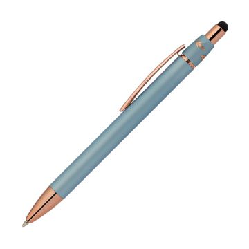 Alina Soft Touch Metalllkugelschreiber mit Spinner und Stylus Rosegold blau