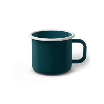 Emaille Tasse 7 cm dunkeltürkis, weißer Rand, Innenfarbe dunkeltürkis, (Cappuccinotasse)