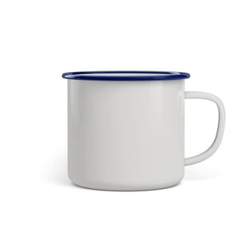 Emaille Tasse Promo 8 cm Coast Line weiß/blau