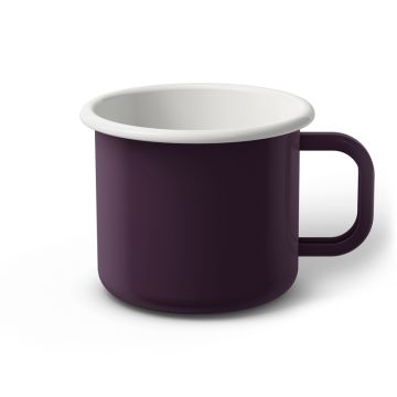Emaille Tasse 9 cm dunkelviolett, weißer Rand, Innenfarbe weiß, (Jumbotasse)