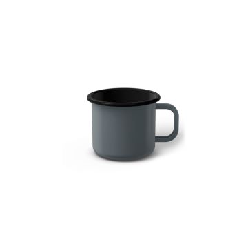 Emaille Tasse 5 cm grau, schwarzer Rand, Innenfarbe schwarz, (Espressotasse)