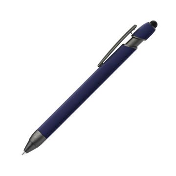 Alpha Soft Touch Dreikant-Kugelschreiber mit Stylus gunmetal dunkelblau