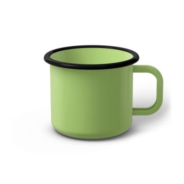 Emaille Tasse 8 cm limettengrün, schwarzer Rand, Innenfarbe limettengrün, (Klassiker)