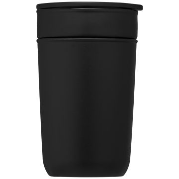 Dylan Keramikbecher mit Außenwand und Deckel aus recyceltem PP, 350 ml