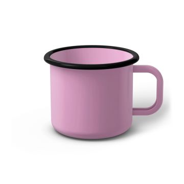 Emaille Tasse 8 cm pink, schwarzer Rand, Innenfarbe pink, (Klassiker)