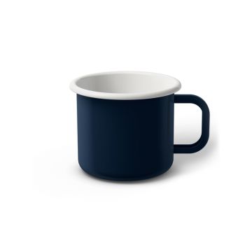 Emaille Tasse 7 cm dunkelblau, weißer Rand, Innenfarbe weiß, (Cappuccinotasse)