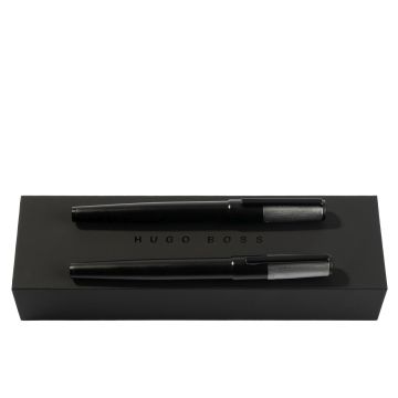 HUGO BOSS Set Gear Minimal Black & Chrome (tintenroller & füllfederhalter)