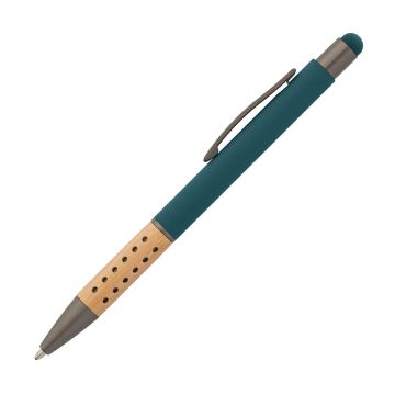 Bokaj Bamboo Griff Metallkugelschreiber mit Stylus petrol