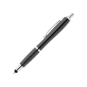 Curvo Metallkugelschreiber chrome mit Metallgriffzone und Stylus anthrazit