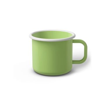 Emaille Tasse 7 cm limettengrün, weißer Rand, Innenfarbe limettengrün, (Cappuccinotasse)