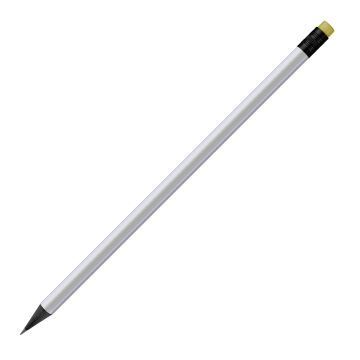 Designbleistift rund schwarz durchgefärbt, weiß matt mit Radierer, FSC beige_