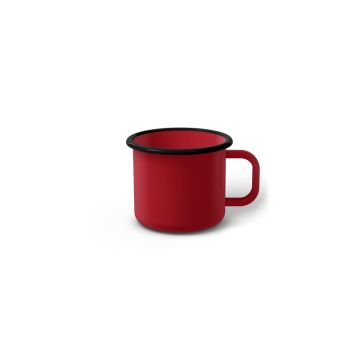 Emaille Tasse 5 cm dunkelrot, schwarzer Rand, Innenfarbe dunkelrot, (Espressotasse)