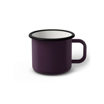 Emaille Tasse 7 cm dunkelviolett, schwarzer Rand, Innenfarbe weiß, (Cappuccinotasse)