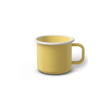 Emaille Tasse 6 cm hellgelb, weißer Rand, Innenfarbe hellgelb, (Kaffeetasse)