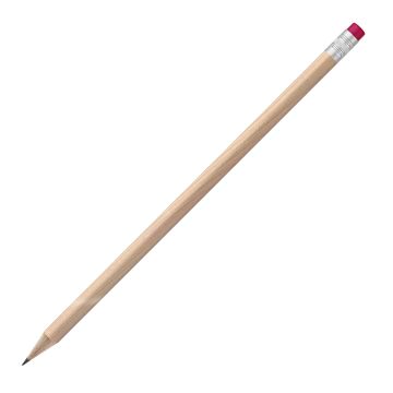 Bleistift rund natur mit Radierer, FSC neon_pink