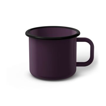 Emaille Tasse 8 cm dunkelviolett, schwarzer Rand, Innenfarbe dunkelviolett, (Klassiker)