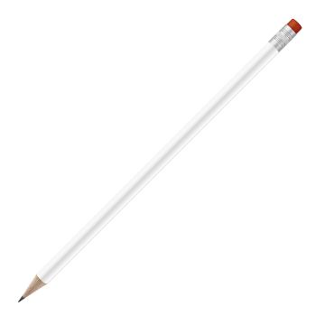 Bleistift rund weiß mit Radierer, FSC orange