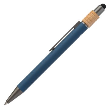 Bokaj Spinner Kugelschreiber aus recyceltem Aluminium - mit Stylus dunkelblau