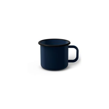 Emaille Tasse 5 cm dunkelblau, schwarzer Rand, Innenfarbe dunkelblau, (Espressotasse)