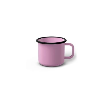 Emaille Tasse 5 cm pink, schwarzer Rand, Innenfarbe pink, (Espressotasse)