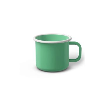 Emaille Tasse 6 cm helltürkis, weißer Rand, Innenfarbe helltürkis, (Kaffeetasse)