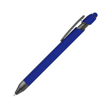 Alpha Rainbow Soft Touch Dreikant-Kugelschreiber mit Stylus gunmetal dunkelblau