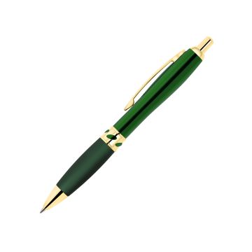 Curvo Metallkugelschreiber Jewel gold mit Softgripgriffzone grün