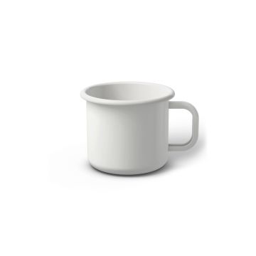 Emaille Tasse 6 cm weiß, weißer Rand, Innenfarbe weiß, (Kaffeetasse)