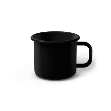 Emaille Tasse 7 cm schwarz, schwarzer Rand, Innenfarbe schwarz, (Cappuccinotasse)