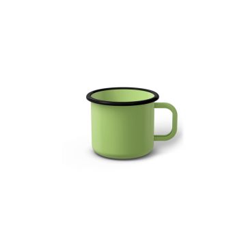 Emaille Tasse 5 cm limettengrün, schwarzer Rand, Innenfarbe limettengrün, (Espressotasse)