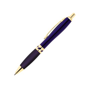 Curvo Metallkugelschreiber Jewel gold mit Softgripgriffzone dunkelblau
