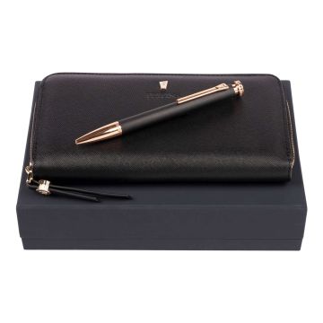 FESTINA Set Mademoiselle Black (kugelschreiber & brieftasche)