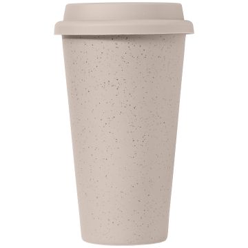 Reactum Doppelwandiger Keramikbecher mit Silikondeckel, 265 ml 