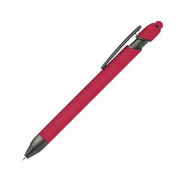 Alpha Rainbow Soft Touch Dreikant-Kugelschreiber mit Stylus gunmetal dunkelrot