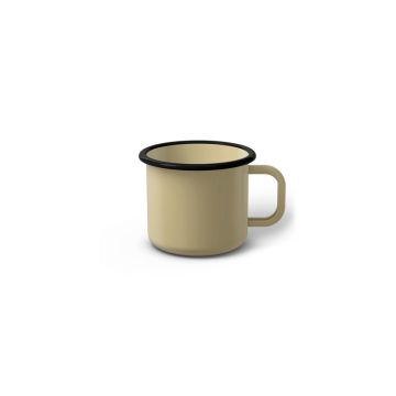 Emaille Tasse 5 cm beige, schwarzer Rand, Innenfarbe beige, (Espressotasse)