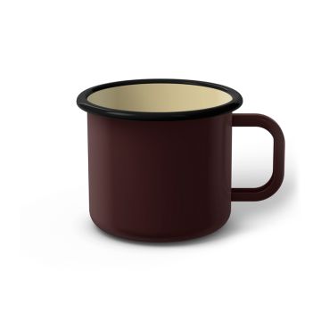 Emaille Tasse 8 cm dunkelbraun, schwarzer Rand, Innenfarbe beige, (Klassiker)