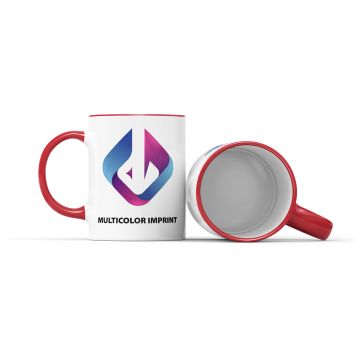 Tasse Fenja mit farbigem Rand und Henkel 330 ml