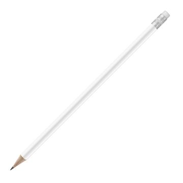 Bleistift rund weiß mit Radierer, FSC white