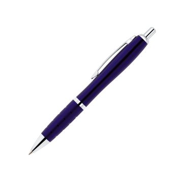 Curvo Metallkugelschreiber chrome mit Metallgriffzone dunkelblau