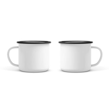 Emaille Tasse Herbert 8 cm beidseitig unterschiedlicher Druck