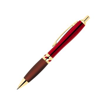 Curvo Metallkugelschreiber Jewel gold mit Softgripgriffzone rot