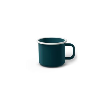 Emaille Tasse 5 cm dunkeltürkis, weißer Rand, Innenfarbe dunkeltürkis, (Espressotasse)