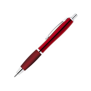 Curvo Metallkugelschreiber chrome mit Softgripgriffzone und Licht rot