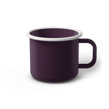 Emaille Tasse 8 cm dunkelviolett, weißer Rand, Innenfarbe dunkelviolett, (Klassiker)