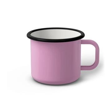 Emaille Tasse 8 cm pink, schwarzer Rand, Innenfarbe weiß, (Klassiker)
