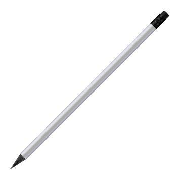 Designbleistift rund schwarz durchgefärbt weiß matt mit Radierer, FSC