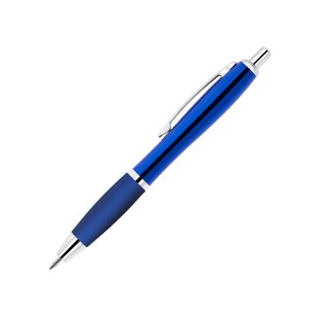 Curvo Metallkugelschreiber chrome mit Softgripgriffzone und Licht blau