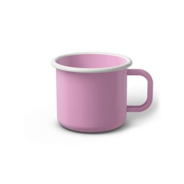 Emaille Tasse 7 cm pink, weißer Rand, Innenfarbe pink, (Cappuccinotasse)